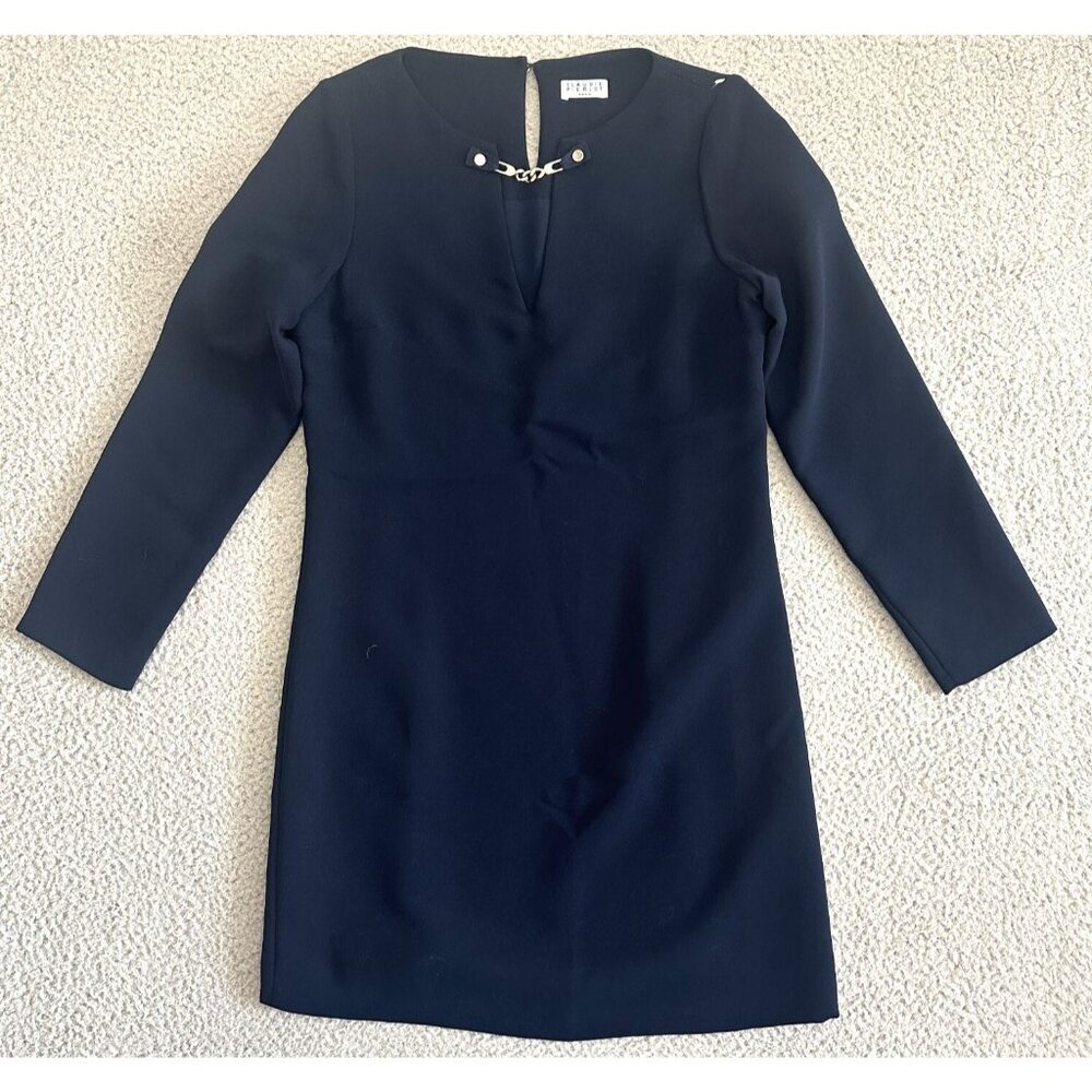 Claude Pierlot Paris Dress Navy Blue Long Sleeve Sheath Formal‎
